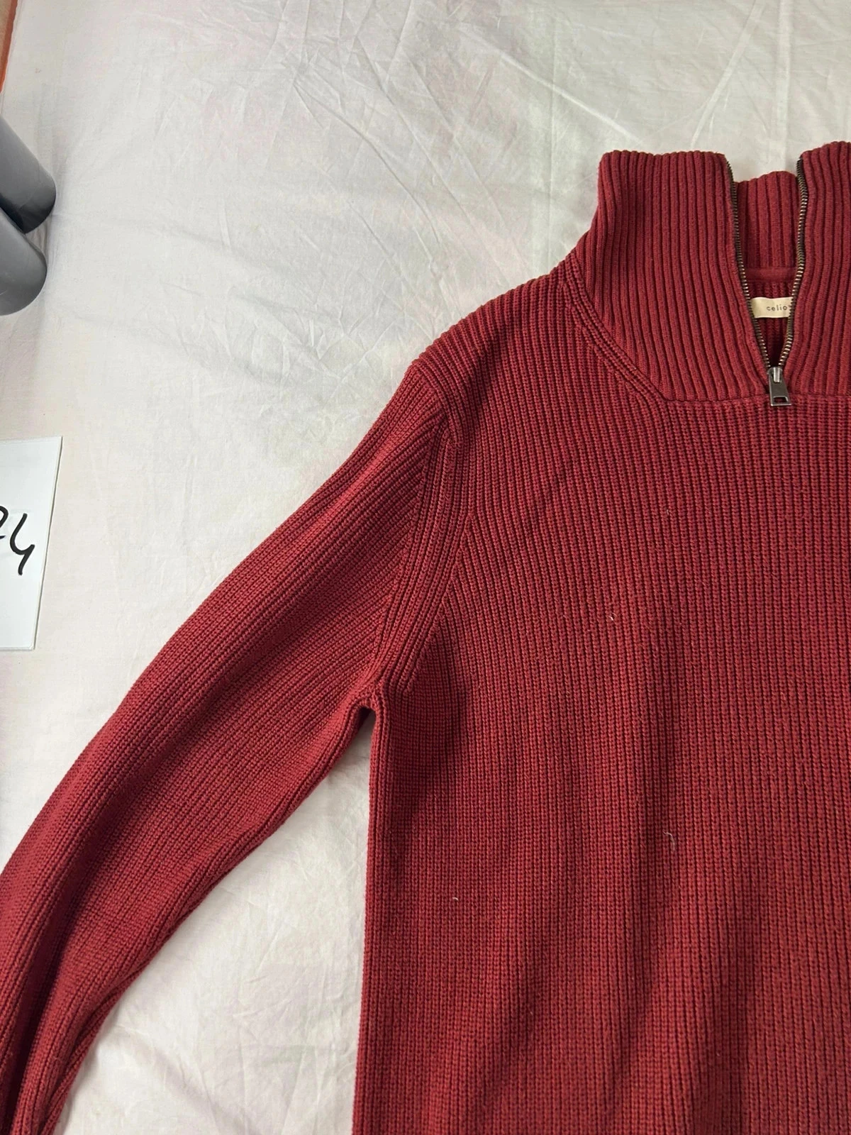 Rode bordeaux celio halve ritssluiting trui – photo 4